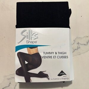 SILK Shape SZ 4 Black Tummy & Thigh Thights Stocking Opaque NEW WITH TAG